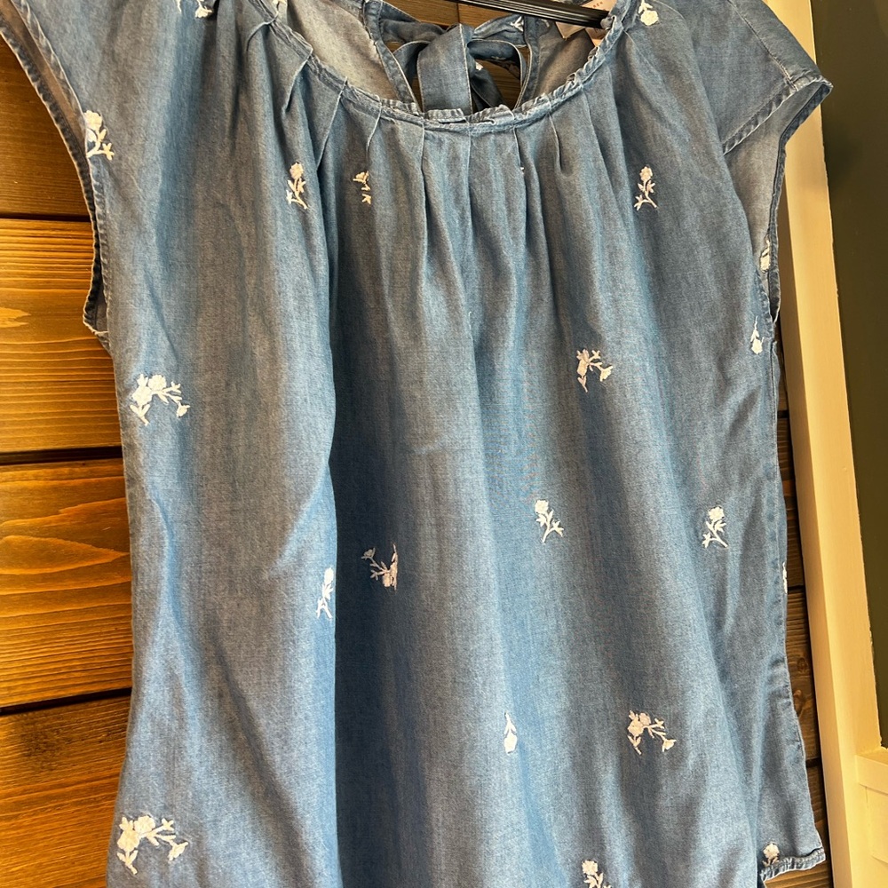 Blue Floral Denim Top